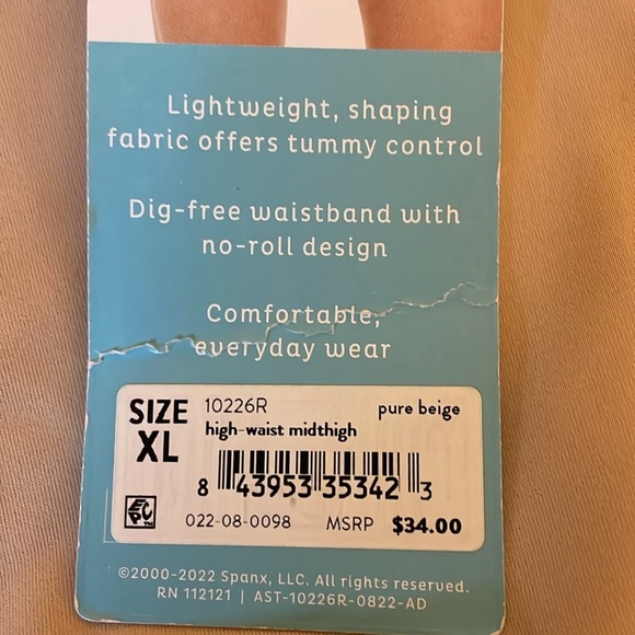 Assets women’s XL Spanx High Waist Mid Thigh Super Control Shaper shorts nude - Picture 4 of 7